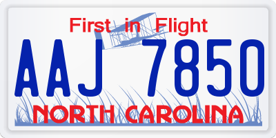 NC license plate AAJ7850