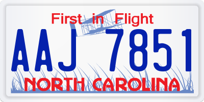 NC license plate AAJ7851