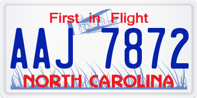 NC license plate AAJ7872