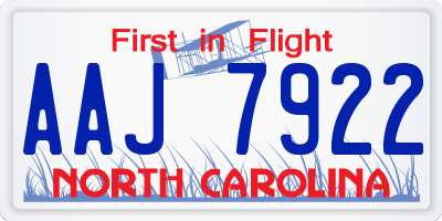 NC license plate AAJ7922