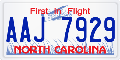 NC license plate AAJ7929