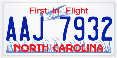 NC license plate AAJ7932
