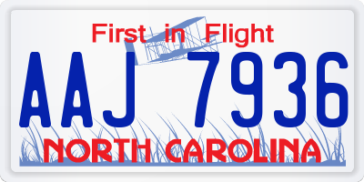 NC license plate AAJ7936