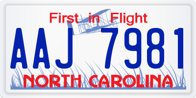 NC license plate AAJ7981