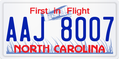 NC license plate AAJ8007