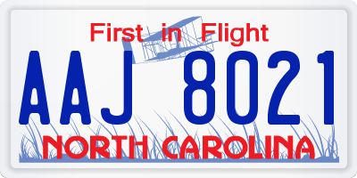 NC license plate AAJ8021