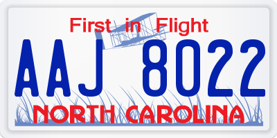 NC license plate AAJ8022