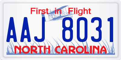 NC license plate AAJ8031
