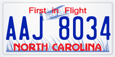 NC license plate AAJ8034