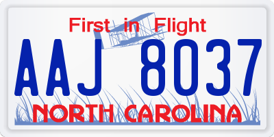 NC license plate AAJ8037