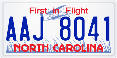 NC license plate AAJ8041