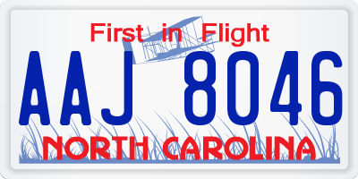 NC license plate AAJ8046