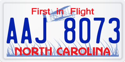 NC license plate AAJ8073