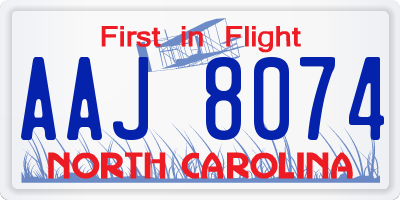 NC license plate AAJ8074