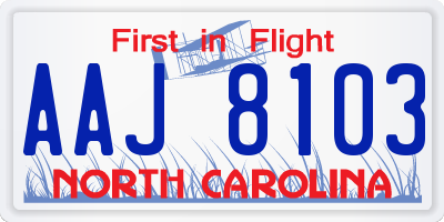 NC license plate AAJ8103