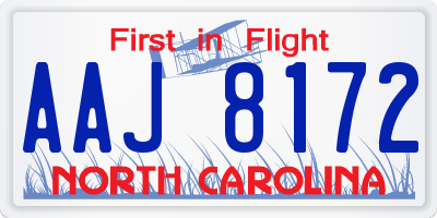 NC license plate AAJ8172
