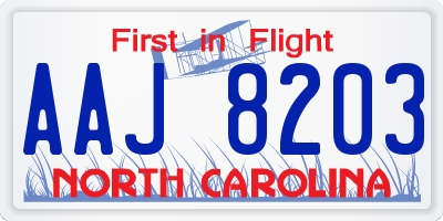 NC license plate AAJ8203