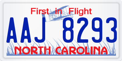 NC license plate AAJ8293