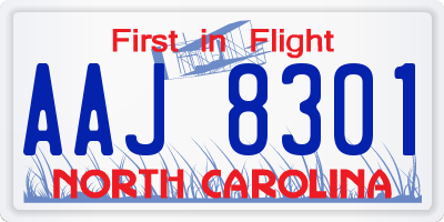 NC license plate AAJ8301