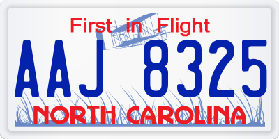 NC license plate AAJ8325