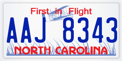 NC license plate AAJ8343