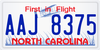 NC license plate AAJ8375