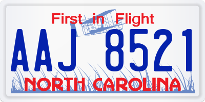 NC license plate AAJ8521