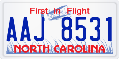 NC license plate AAJ8531