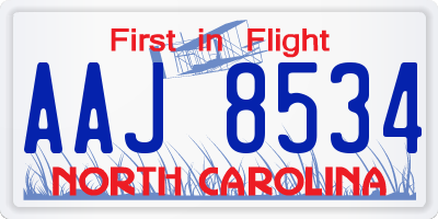 NC license plate AAJ8534