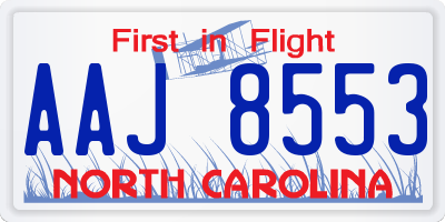 NC license plate AAJ8553