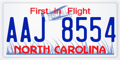 NC license plate AAJ8554