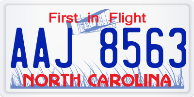 NC license plate AAJ8563