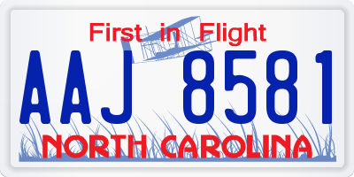 NC license plate AAJ8581
