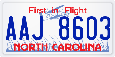 NC license plate AAJ8603
