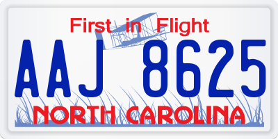 NC license plate AAJ8625