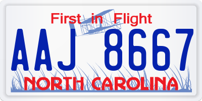 NC license plate AAJ8667