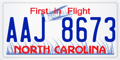 NC license plate AAJ8673