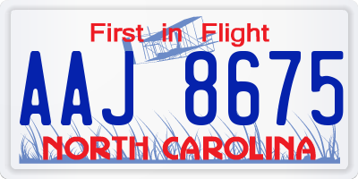 NC license plate AAJ8675