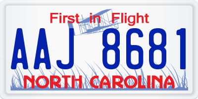 NC license plate AAJ8681