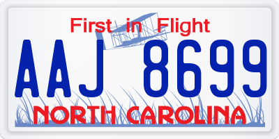 NC license plate AAJ8699