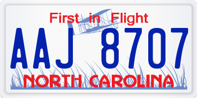 NC license plate AAJ8707