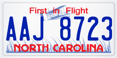 NC license plate AAJ8723