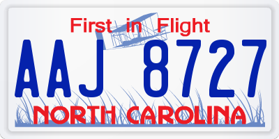 NC license plate AAJ8727