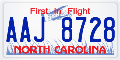 NC license plate AAJ8728