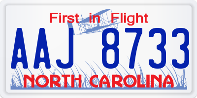 NC license plate AAJ8733