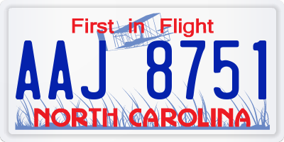 NC license plate AAJ8751