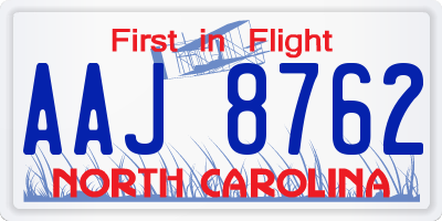 NC license plate AAJ8762