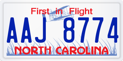 NC license plate AAJ8774