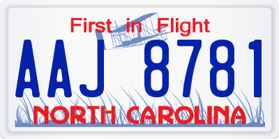 NC license plate AAJ8781