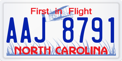 NC license plate AAJ8791